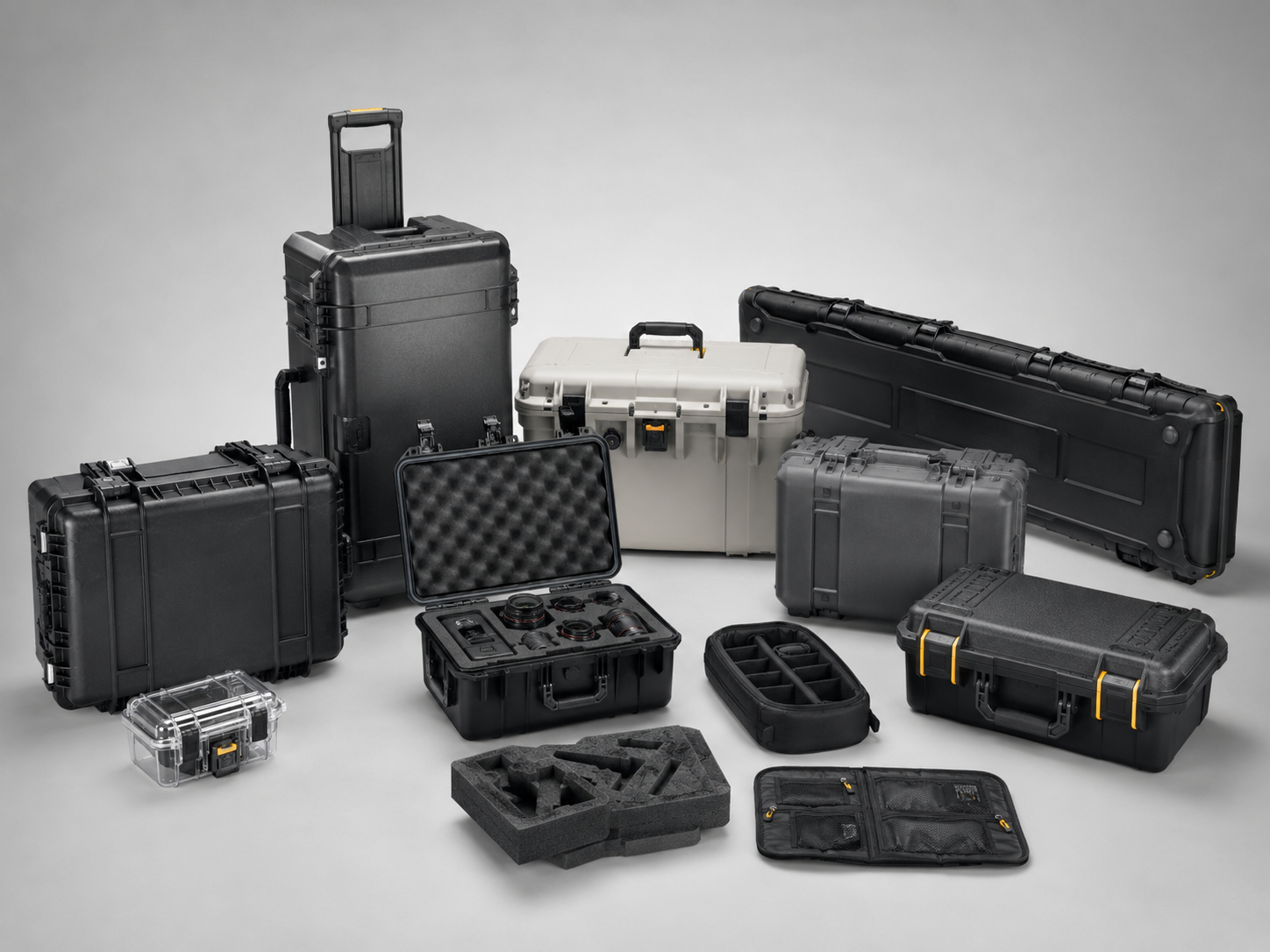 Pelican hard cases, Air, Storm, Vault, travel cases, coolers, and accessories