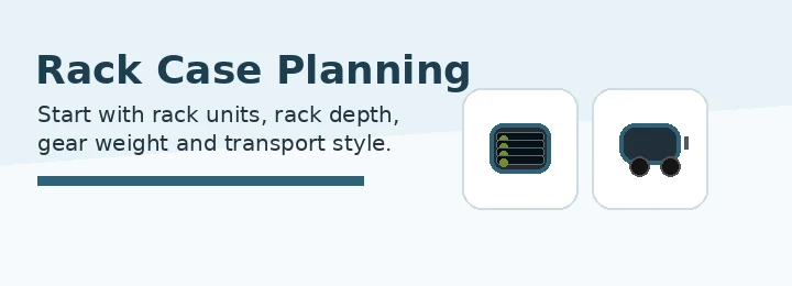 Broadcast rack case planning graphic