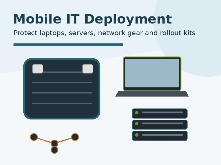 Mobile IT deployment protective case solutions for laptops servers networking gear and rollout kits