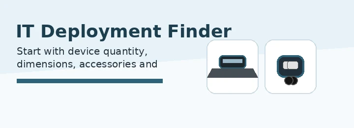 Mobile IT deployment finder graphic for device quantity dimensions accessories and transport needs